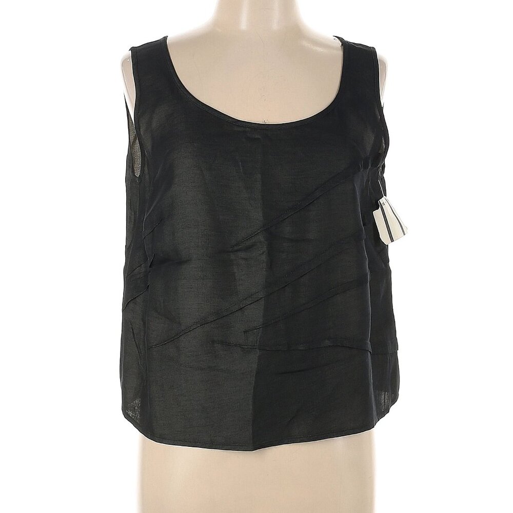 NWT Vintage Louis Feraud Contraire Black RayonCotton Seam-Design Tank Top Size L